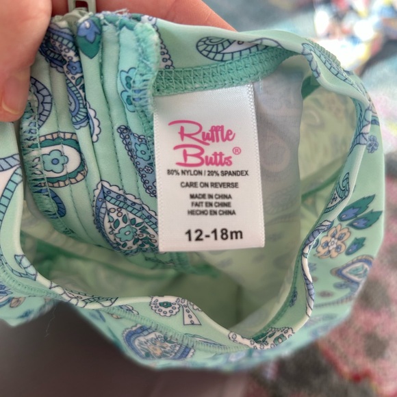 Ruffle butts Paisley Long Sleeve Kids One Piece swimsuit 12-18 months - Picture 3 of 4